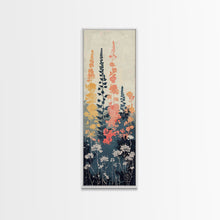 Carregar imagem no visualizador da galeria, Framed Canvas Print Of Elegant Wildflowers Set Against A Soft Background, Skinny Art, Tall Art, Japanese Style Art, Ukiyo-e Art, Wood Block Print
