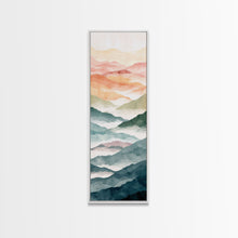 Load image into Gallery viewer, Rolling Hills And Layered Mountains In Soft Pastel Hues Ukiyo-e Wood Block Print Skinny Art Framed Canvas Print
