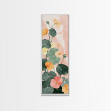 Carregar imagem no visualizador da galeria, Bright And Colorful Nasturtium Flowers Ukiyo-e Style Tall Skinny Wood Block Japanese Art Framed Canvas Print
