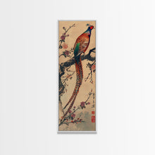 Load image into Gallery viewer, Vibrant Pheasant Perched On Flowering Branch For Traditional Japanese Art Wall Decor Framed Canvas Print
