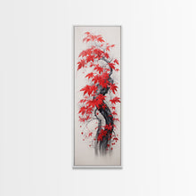 Carregar imagem no visualizador da galeria, Autumn Leaves On A Twisted Trunk, Tall Skinny Canvas Print, Perfect For Feng Shui Spaces, Japanese Style Wall Art
