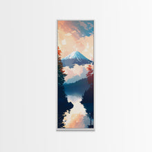 Load image into Gallery viewer, Skinny Art Tall Art Framed Canvas Print Japanese Style Art Mount Fuji At Sunrise Reflection Wood Block Print Ukiyo-e Feng Shui Wall Art

