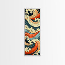 Carregar imagem no visualizador da galeria, Abstract Wave Pattern With Vibrant Colors - Skinny Art Tall Art Framed Canvas Print Japanese Style Art Ukiyo-e Art
