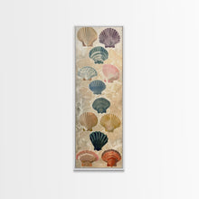 Cargar imagen en el visor de la galería, Colorful Shells On Textured Background Skinny Art Wood Block Print Japanese Style Art Framed Canvas Print Tall Art Ukiyo-e Art
