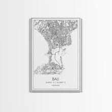 Carregar imagem no visualizador da galeria, Bali Street Map, Indonesia Map, Asian City Wall Art, Travel Gift, Living Room Art, Minimalist Art, Wall Art, Canvas Print, Canvas Wall Art
