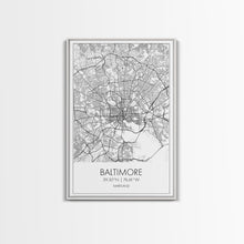 Carregar imagem no visualizador da galeria, Baltimore Street Map, Maryland Map, City Wall Art, Travel Print, Bedroom Print, Modern Art, Wall Art, Canvas Print, Canvas Wall Art
