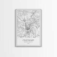 Cargar imagen en el visor de la galería, Cincinnati Street Map, Ohio Map, City Map Art, Minimalist Art, Wall Art, Canvas Print, Canvas Wall Art, Travel Wall Décor, Gift For Her
