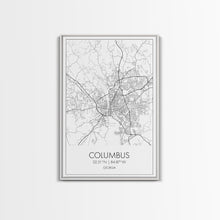 Cargar imagen en el visor de la galería, Columbus Street Map, Georgia Map, City Map Art, Minimalist Art, Wall Art, Canvas Print, Canvas Wall Art, City Wall Art, Travel Wall Print
