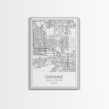 Load image into Gallery viewer, Glendale Street Map, Arizona Map, City Map Art, Minimalist Art, Wall Art, Canvas Print, Black And White Map, Above Bed Art, Wanderlust Gift
