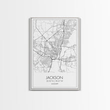 Load image into Gallery viewer, Jackson Street Map, Mississippi Map, City Map Art, Minimalist Art, Wall Art, Canvas Print, Travel Print, Farmhouse Bedroom, Wedding Gift
