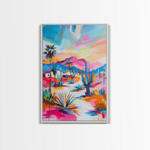 Load image into Gallery viewer, Colorful Desert Pathway Art - Framed Canvas Print, Southwestern Decor, Vibrant Living Room Wall Art, Modern Desert Landscape
