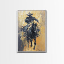 Load image into Gallery viewer, Dynamic Cowboy on Horseback Framed Canvas Print - Energetic Western Decor, Action Wall Art for Living Room, Bedroom
