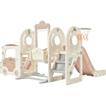 Load image into Gallery viewer, Kids Swing-N-Slide with Bus Play Structure, Freestanding Bus Toy with Slide&amp;Swing for Toddlers, Bus Slide Set with Basketball Hoop
