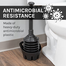 Carregar imagem no visualizador da galeria, Antimicrobial Bellows Accordion Toilet Plunger with Black Storage Tray (Black)
