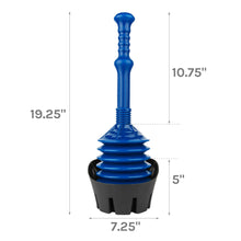 Carregar imagem no visualizador da galeria, Antimicrobial Bellows Accordion Toilet Plunger with Black Storage Tray (Blue)
