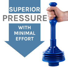 Carregar imagem no visualizador da galeria, Antimicrobial Bellows Accordion Toilet Plunger with Black Storage Tray (Blue)

