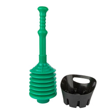 Carregar imagem no visualizador da galeria, Antimicrobial Bellows Accordion Toilet Plunger with Black Storage Tray (Green)
