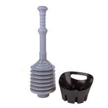 Carregar imagem no visualizador da galeria, Antimicrobial Bellows Accordion Toilet Plunger with Black Storage Tray (Grey)
