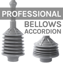Carregar imagem no visualizador da galeria, Antimicrobial Bellows Accordion Toilet Plunger with Black Storage Tray (Grey)
