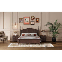 Cargar imagen en el visor de la galería, 3-Pieces Bedroom Sets,Full Size Wood Platform Bed and Two Nightstands-Dark Walnut
