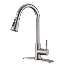 Load image into Gallery viewer, Pull Down Kitchen Faucet with Sprayer Stainless Steel Brushed Nickel
