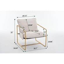 Carregar imagem no visualizador da galeria, 2 Sets 1 Case, Upholstered Hanging Armchair with Arm PocketsMetal frame, gold-plated craftsmanship, crushed foam cushions and skin-friendly woven fabric for living room and bedroom. Beige
