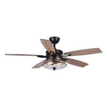 Cargar imagen en el visor de la galería, 52&quot; Antone Industrial Downrod Mount Reversible Ceiling Fan with Lighting and Remote Control
