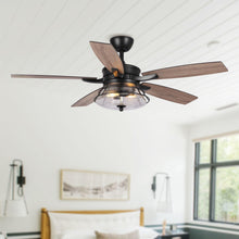 Cargar imagen en el visor de la galería, 52&quot; Antone Industrial Downrod Mount Reversible Ceiling Fan with Lighting and Remote Control
