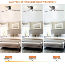 Cargar imagen en el visor de la galería, 52&quot; Anyan Farmhouse Flush Mount Reversible Ceiling Fan with Lighting and Remote Control
