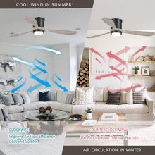 Cargar imagen en el visor de la galería, 52&quot; Anyan Farmhouse Flush Mount Reversible Ceiling Fan with Lighting and Remote Control
