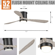 Cargar imagen en el visor de la galería, 52&quot; Anyan Farmhouse Flush Mount Reversible Ceiling Fan with Lighting and Remote Control
