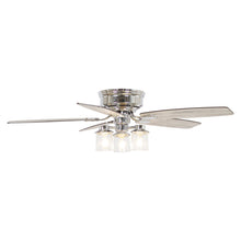 Cargar imagen en el visor de la galería, 52&quot; Bangatore Traditional Chrome Flush Mount Reversible Ceiling Fan with Lighting and Remote Control
