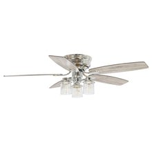 Cargar imagen en el visor de la galería, 52&quot; Bangatore Traditional Chrome Flush Mount Reversible Ceiling Fan with Lighting and Remote Control
