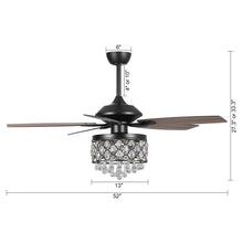 Load image into Gallery viewer, 52&quot; Berkshire Modern Downrod Mount Reversible Crystal Ceiling Fan with Lighting and Remote Control
