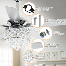 Cargar imagen en el visor de la galería, 52&quot; Berkshire Modern Downrod Mount Reversible Crystal Ceiling Fan with Lighting and Remote Control
