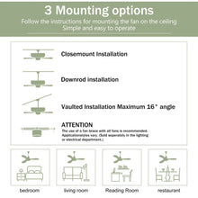 Carregar imagem no visualizador da galeria, 52” Ceiling Fan with Remote, Reversible DC Motor, 3 Wood Blades

