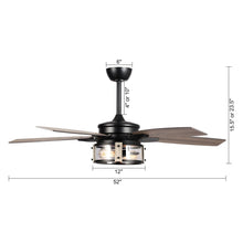 Cargar imagen en el visor de la galería, 52&quot; Coimbatore Farmhouse Downrod Mount Reversible Ceiling Fan with Lighting and Remote Control
