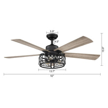 Cargar imagen en el visor de la galería, 52&quot; Divisadero Farmhouse Downrod Mount Reversible Crystal Ceiling Fan with Lighting and Remote Control
