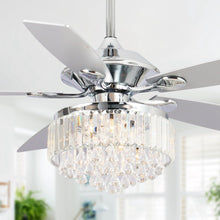 Cargar imagen en el visor de la galería, 52&quot; Elkton Modern Chrome Downrod Mount Reversible Crystal Ceiling Fan with Lighting and Remote Control
