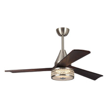 Cargar imagen en el visor de la galería, 52&quot; Farmhouse Satin Nickel Downrod Mount Reversible Crystal Ceiling Fan with Lighting and Remote Control
