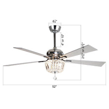 Cargar imagen en el visor de la galería, 52&quot; Ganga Modern Downrod Mount Reversible Crystal Ceiling Fan with Lighting and Remote Control
