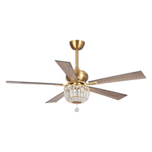 Cargar imagen en el visor de la galería, 52&quot; Ganga Modern Downrod Mount Reversible Crystal Ceiling Fan with Lighting and Remote Control
