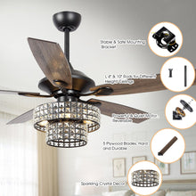 Cargar imagen en el visor de la galería, 52&quot; Howell Modern Downrod Mount Reversible Crystal Ceiling Fan with Lighting and Remote Control
