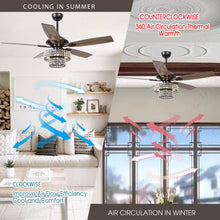 Cargar imagen en el visor de la galería, 52&quot; Howell Modern Downrod Mount Reversible Crystal Ceiling Fan with Lighting and Remote Control
