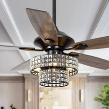 Cargar imagen en el visor de la galería, 52&quot; Howell Modern Downrod Mount Reversible Crystal Ceiling Fan with Lighting and Remote Control
