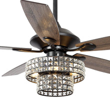 Cargar imagen en el visor de la galería, 52&quot; Howell Modern Downrod Mount Reversible Crystal Ceiling Fan with Lighting and Remote Control
