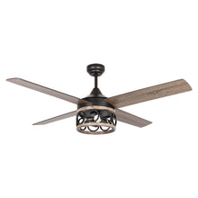 Cargar imagen en el visor de la galería, 52&quot; Kashmir Farmhouse Downrod Mount Reversible Ceiling Fan with Lighting and Remote Control
