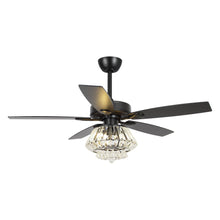 Cargar imagen en el visor de la galería, 52&quot; Kerala Modern Chrome Downrod Mount Reversible Crystal Ceiling Fan with Lighting and Remote Control
