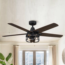 Cargar imagen en el visor de la galería, 52&quot; Kolkata Industrial Downrod Mount Reversible Ceiling Fan with Lighting and Remote Control
