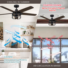 Cargar imagen en el visor de la galería, 52&quot; Kolkata Industrial Downrod Mount Reversible Ceiling Fan with Lighting and Remote Control
